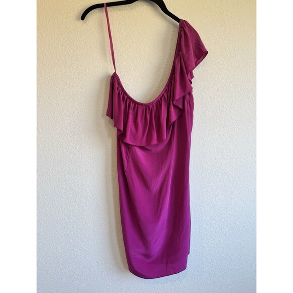 Jenny Han Women's Pink Silk Dress One Shoulder Ruffle Accent Small - Picture 5 of 13